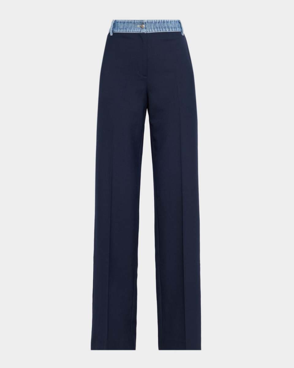 Poe Straight-Leg Mixed Media Pants